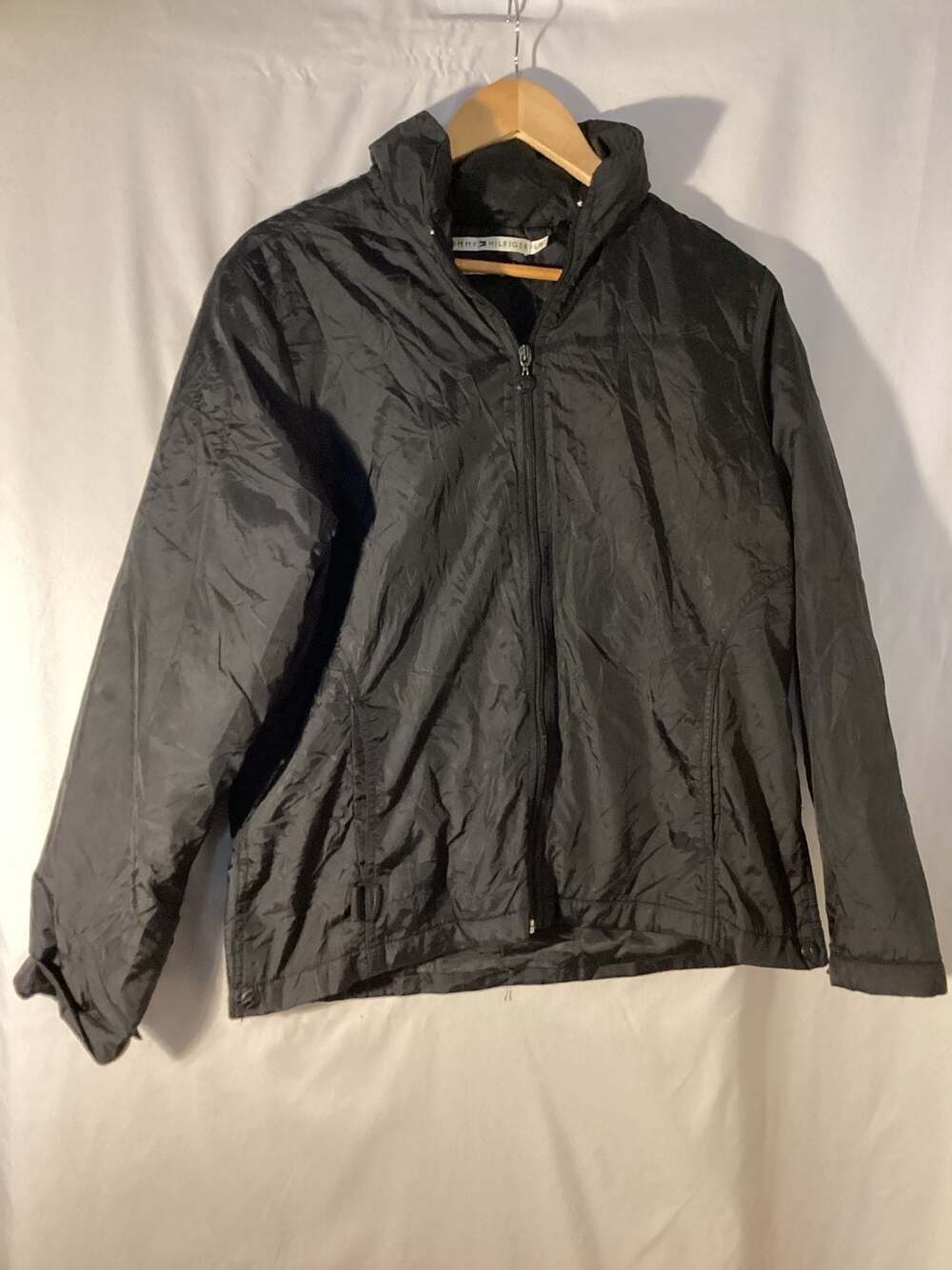 Tommy Hilfiger Black Full Zip Nylon Jacket Lined Men's Size Large